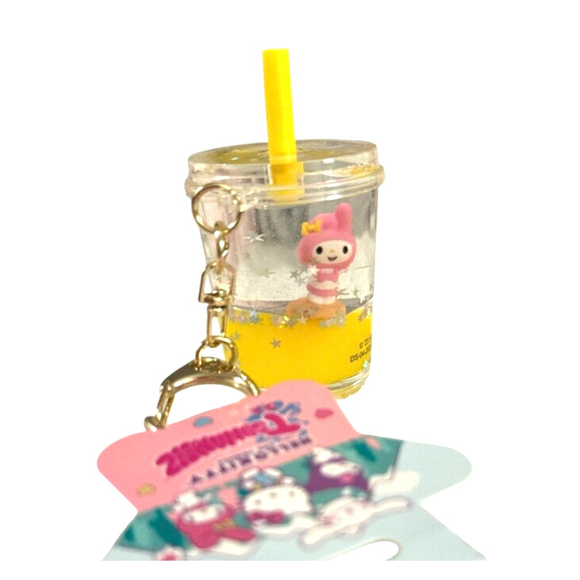 New Hello Kitty Tsunameez Keychain Boba Tea My Melody Liquid Gel, Water Confetti - Picture 1 of 7